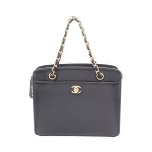 Chanel Coco Mark Handbag Leather Black